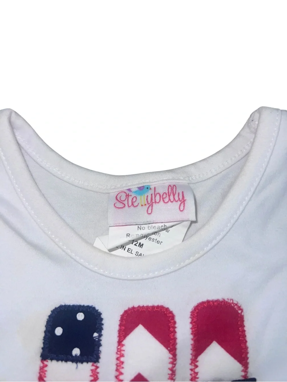 Steelybelly White Dress with Red Icecream Chevron Accents
